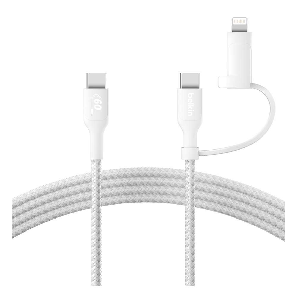 

Belkin boostcharge 2 in 1 usb-c to usb-c cable with lightning adapter, 1. 5m, cac003hq1...