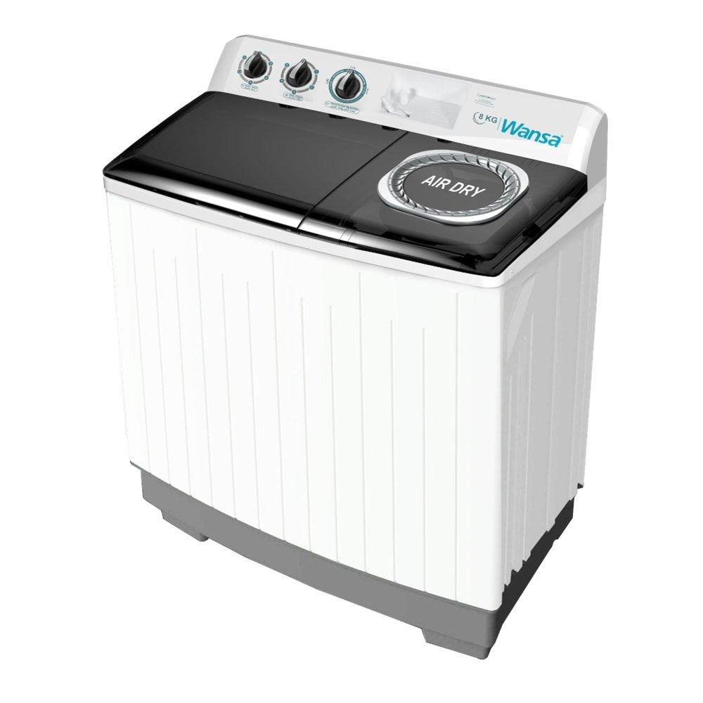 

Wansa 8kg twin tub washer, 5kg spin capacity, wtt80-whm24c10 - white with gray lid