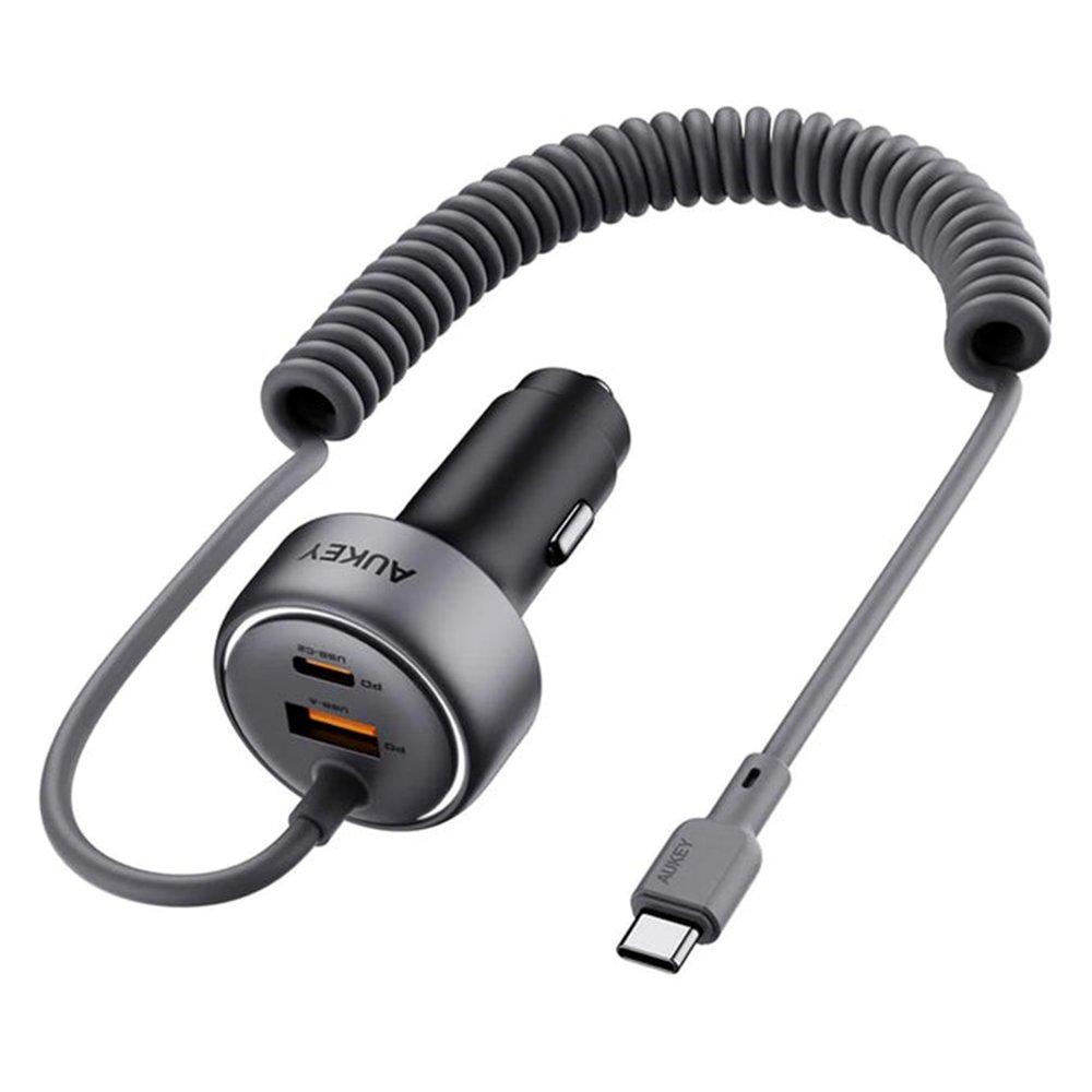 

Aukey 72w car charger with cable, au-cc-p2-gy – grey