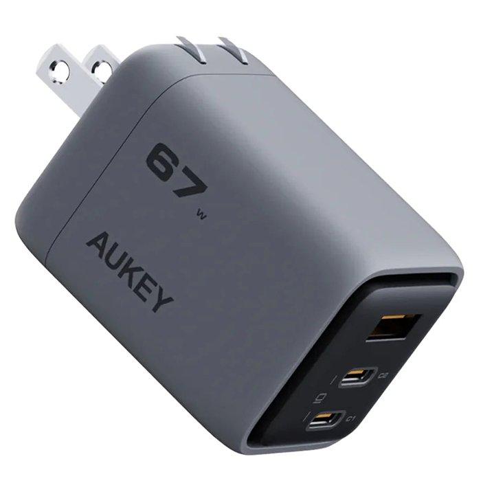 

Aukey 67w pd wall charger with gan technology, aukey pa-c3 - grey