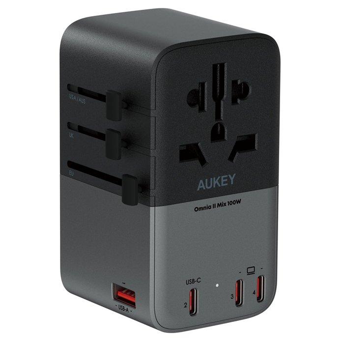 

Aukey 100w gan universal adapter, pa-ta09a - grey
