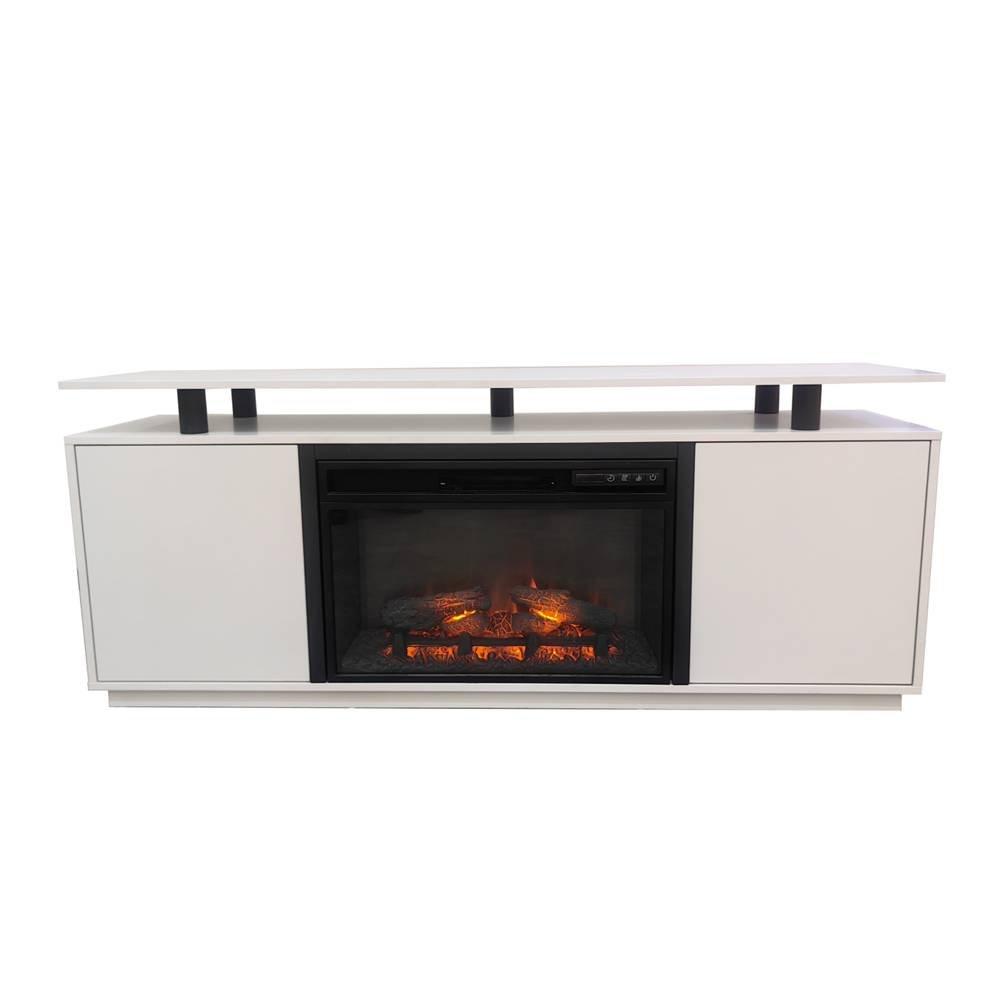 

Wansa up to 65-inch tv stand with fireplace insert, ks-0250 - white
