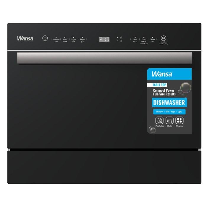 

Wansa tabletop dishwasher, 4 programs, 6 place settings, wdwct461-blkm25c9 - black