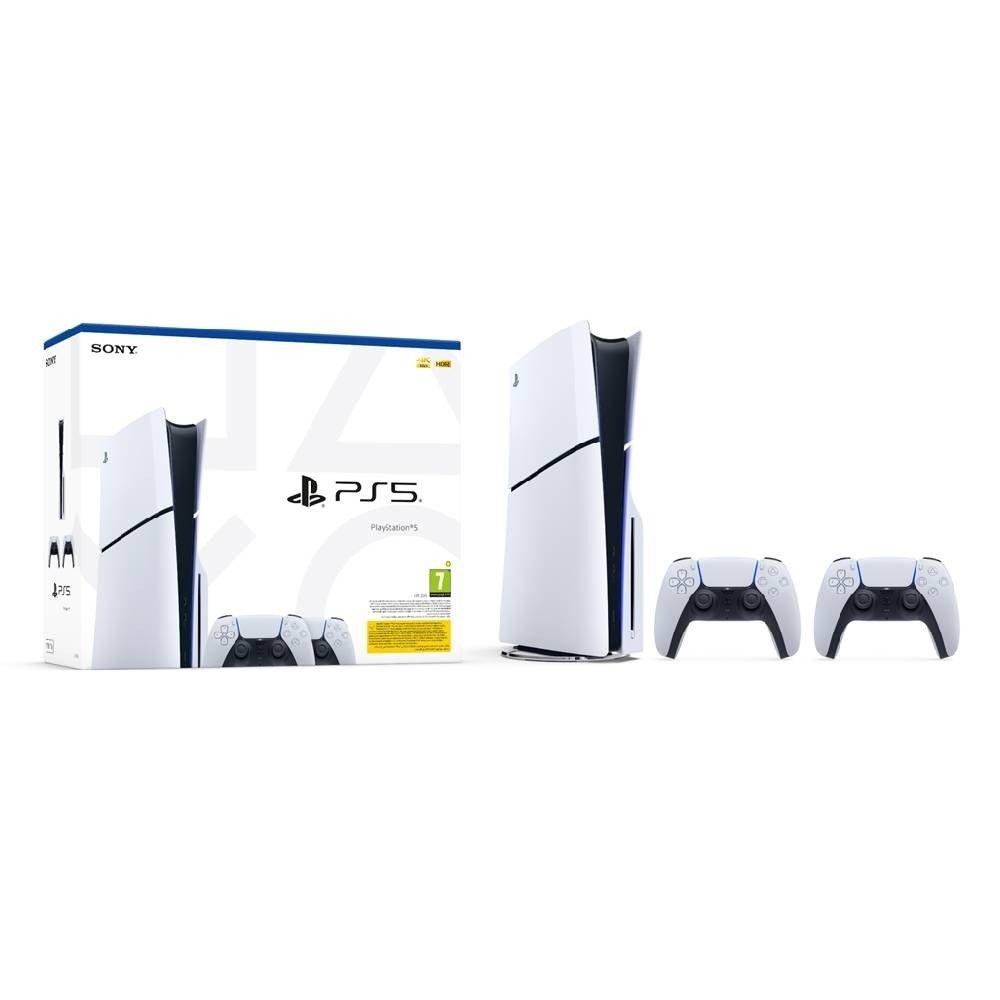

Playstation 5 slim disc console with two dualsense wireless controllers bundle, cfi-201...