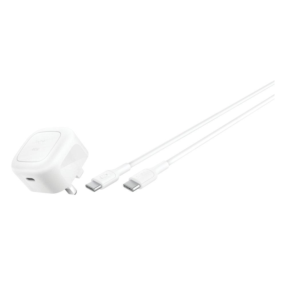 

Belkin usb-c 45w charger with cable, wca013my1mwh-b6 - white