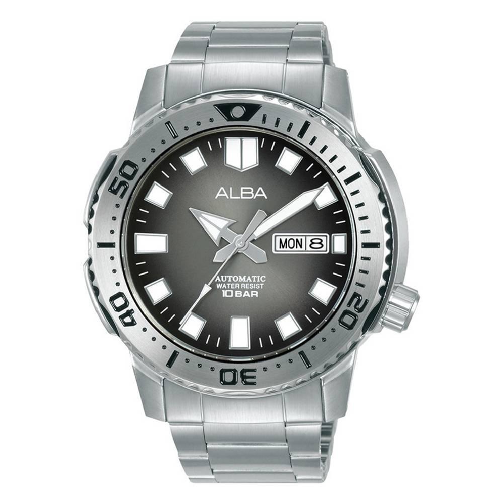 

Alba mechanical watch for men, analog, 46mm, stainless steel strap, al4635x1 - silver