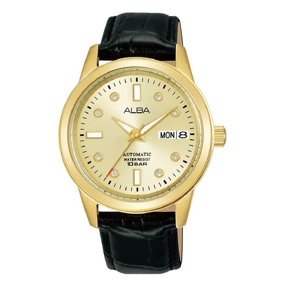 

Alba mechanical watch for women, analog, 36mm, leather strap, al4672x1 - black