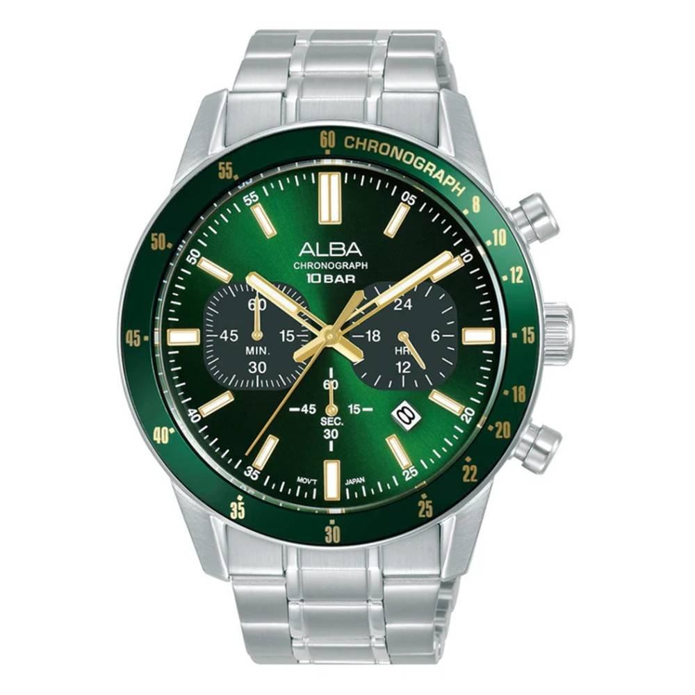 

Alba mechanical watch for men, chrono, 44mm, stainless steel strap, at3j71x1 – silver