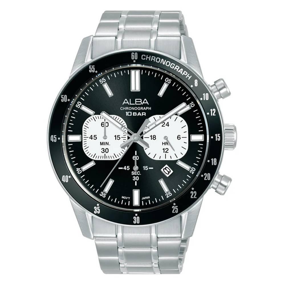 

Alba mechanical watch for men, chrono, 44mm, stainless steel strap, at3j79x1 – silver