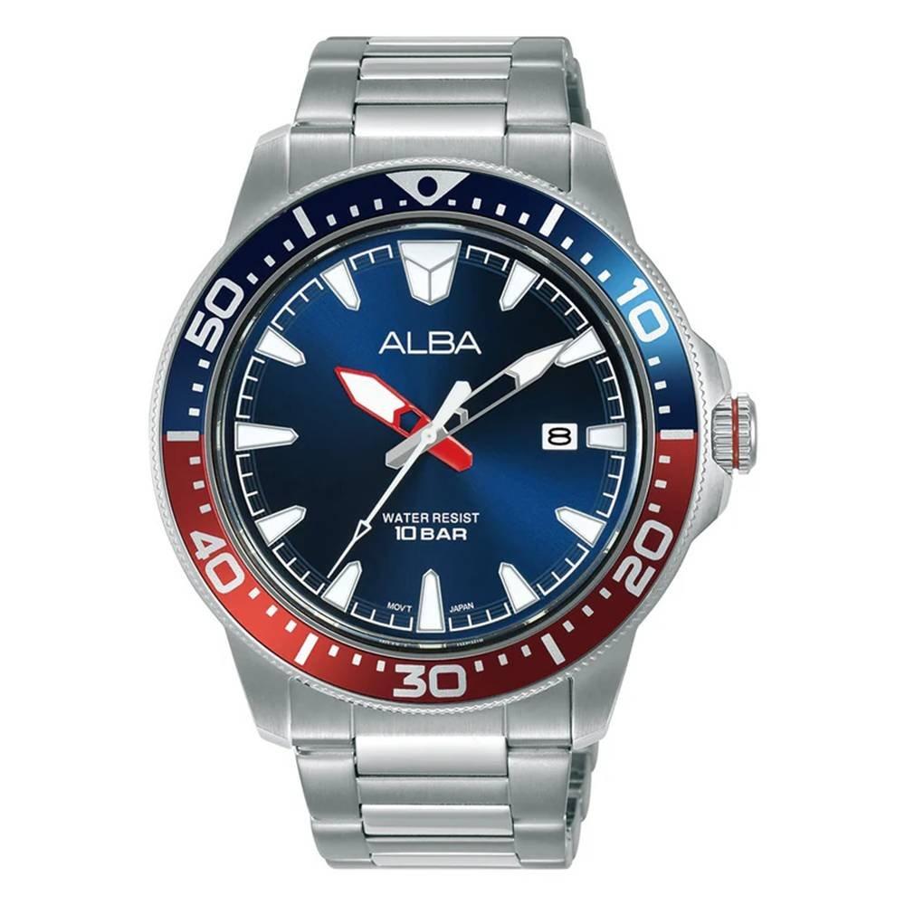 

Alba mechanical watch for men, analog, 44mm, stainless steel strap, as9t97x1– silver