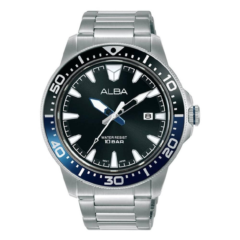 

Alba mechanical watch for men, analog, 44mm, stainless steel strap, as9u01x1 – silver