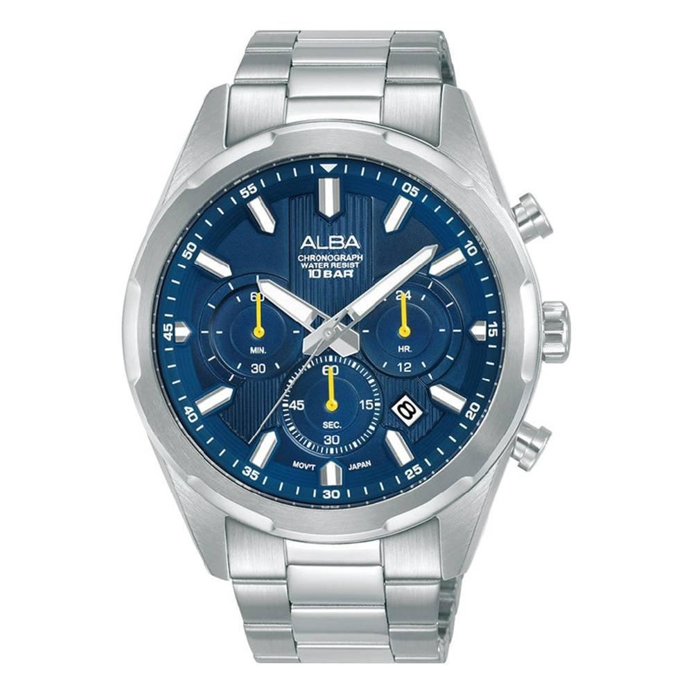 

Alba mechanical watch for men, chrono, 43. 2mm, stainless steel strap, at3j91x1 – silver