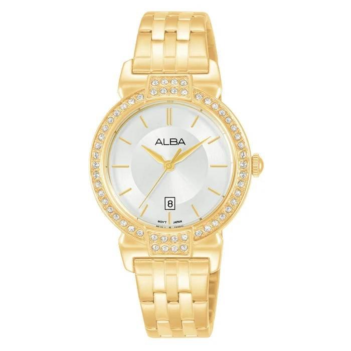 

Alba 30mm fashion watch for women, analog, stainless steel band, ah7cz6x1- gold