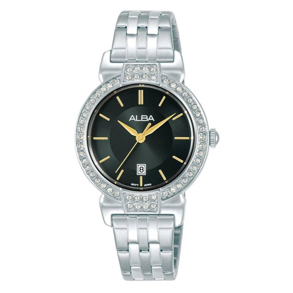 

Alba 30mm fashion watch for women, analog, stainless steel band, ah7da3x1- silver