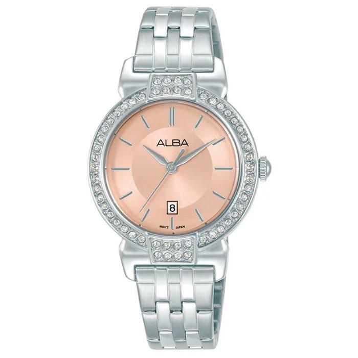 

Alba 30mm fashion watch for women, analog, stainless steel band, ah7da9x1- silver