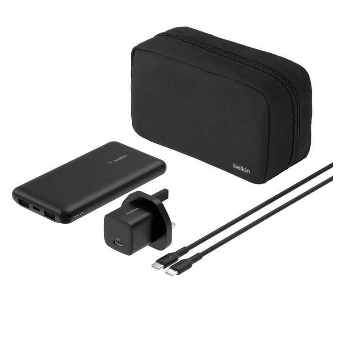 

Belkin 10k power bank + 25w uk wall charger + usb-c cable, bu041mybk - black