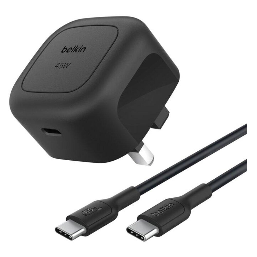 

Belkin 45w usb-c charger with 1m cable, wca013my1mbk-b6 - black