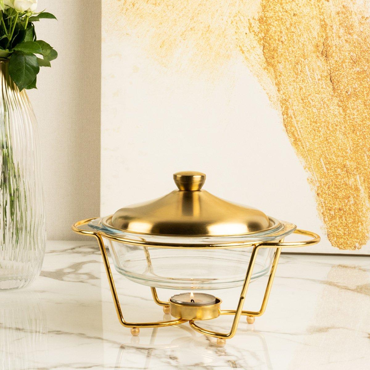 

Brass food warmer round gold