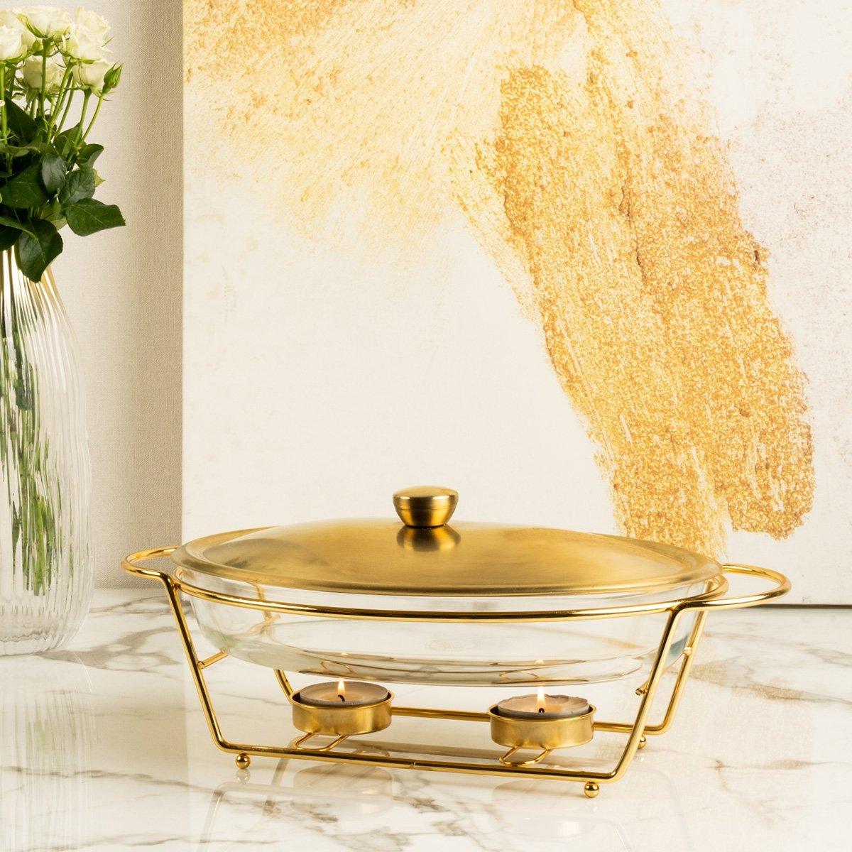 

Brass food warmer oval gold