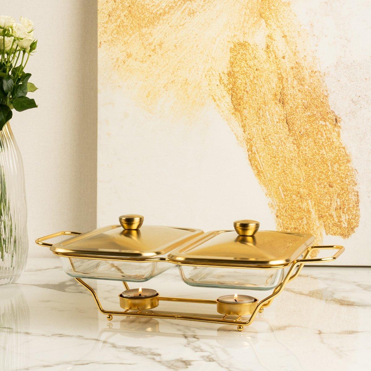 

Brass food warmer dual gold
