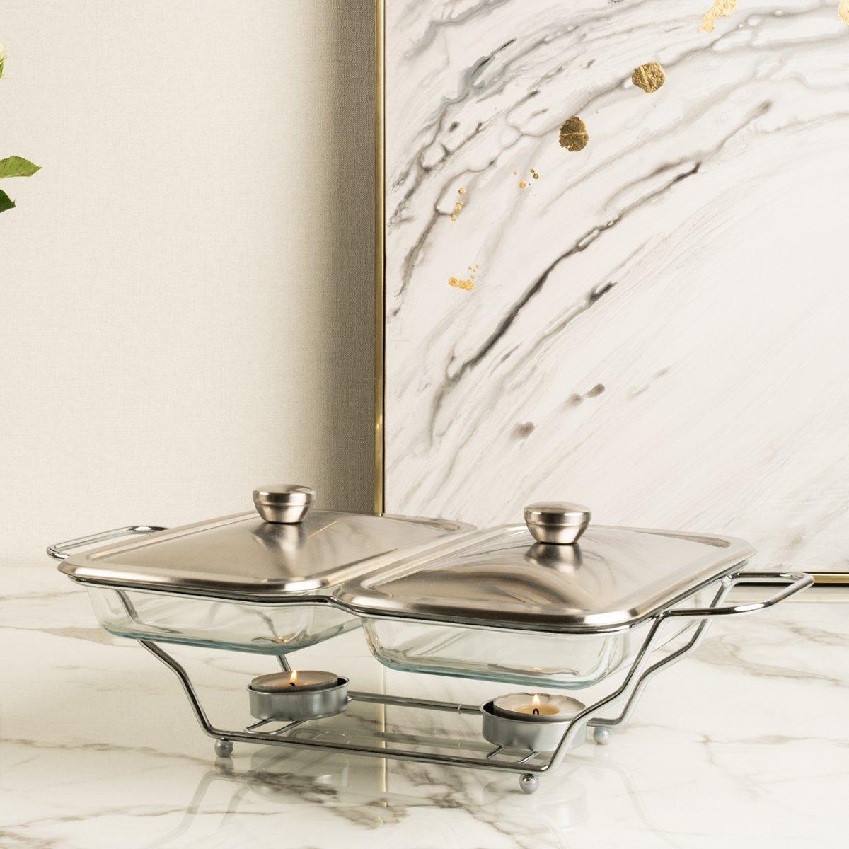 

Brass food warmer dual silver 1. 5 litre