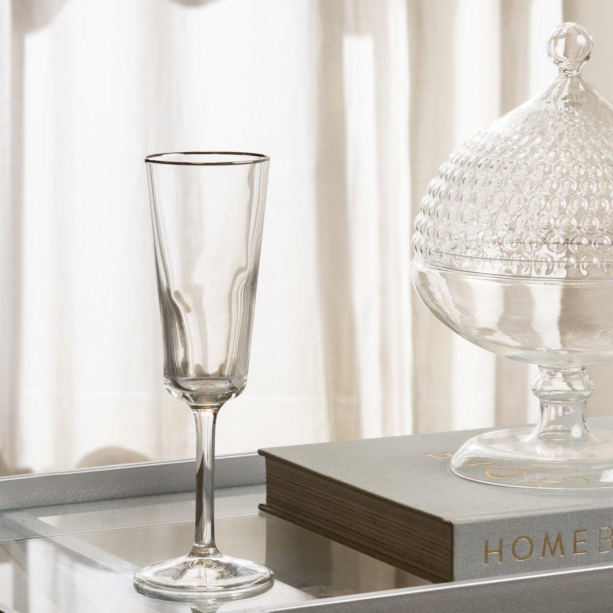 

Arona slim stem glass with silver rim 180 cc