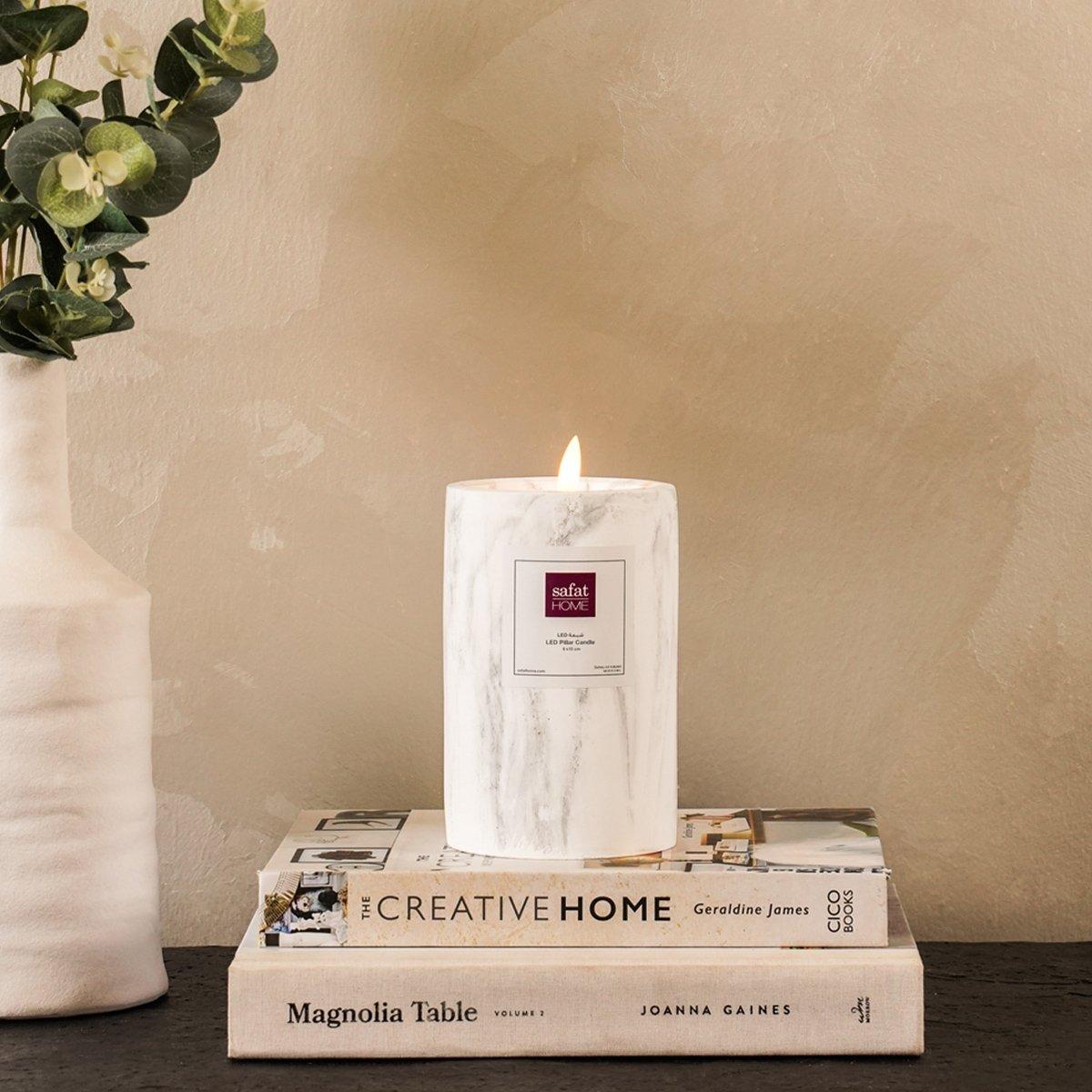 

Marble white led candle 7. 5x15 cm