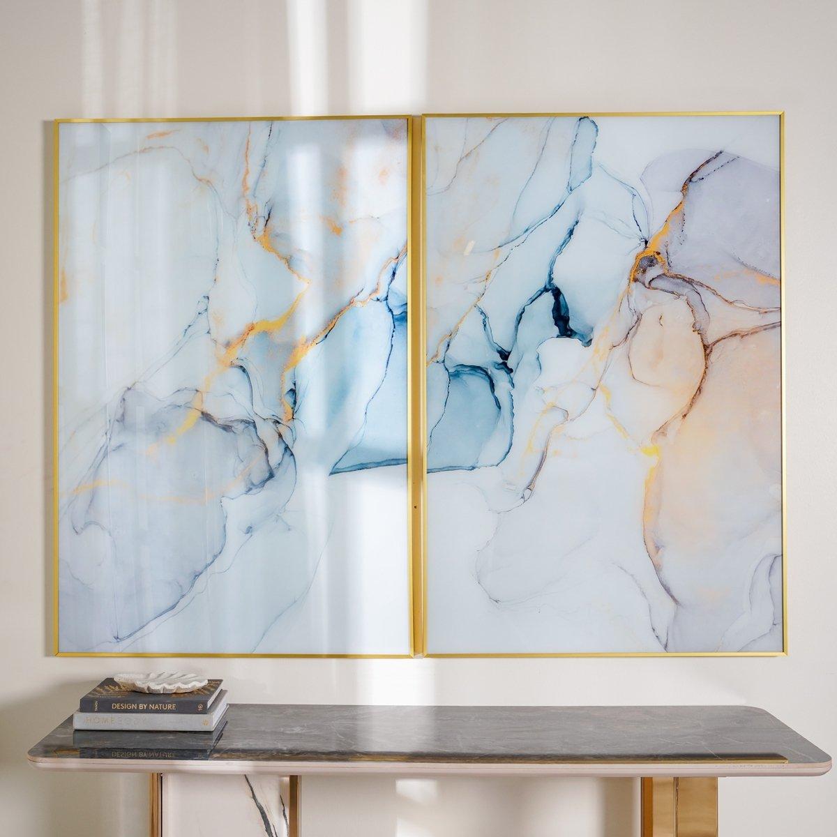 

Float glass wall art gold w80,l120, s/2
