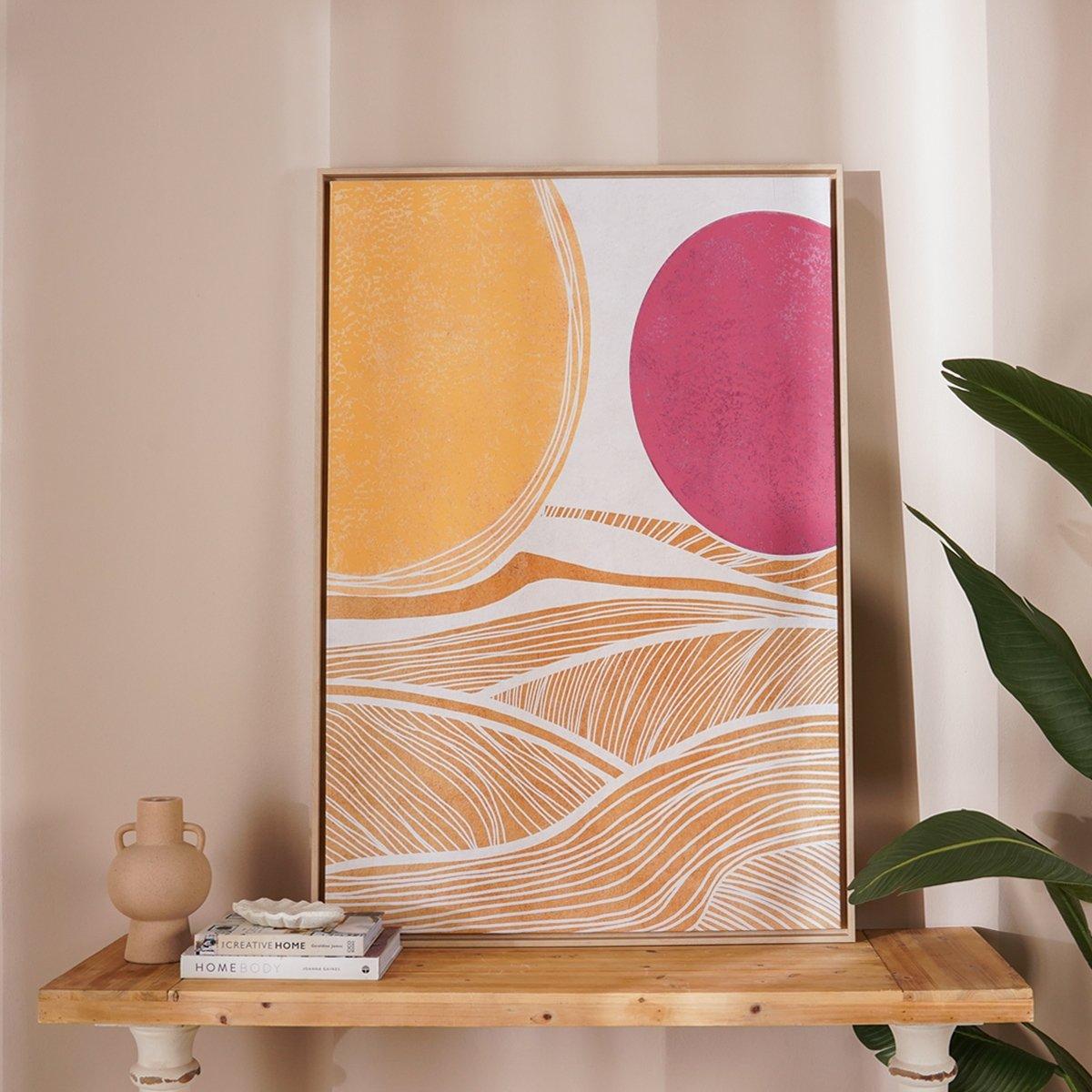 

Rise hand painted art orange 80x120 cm