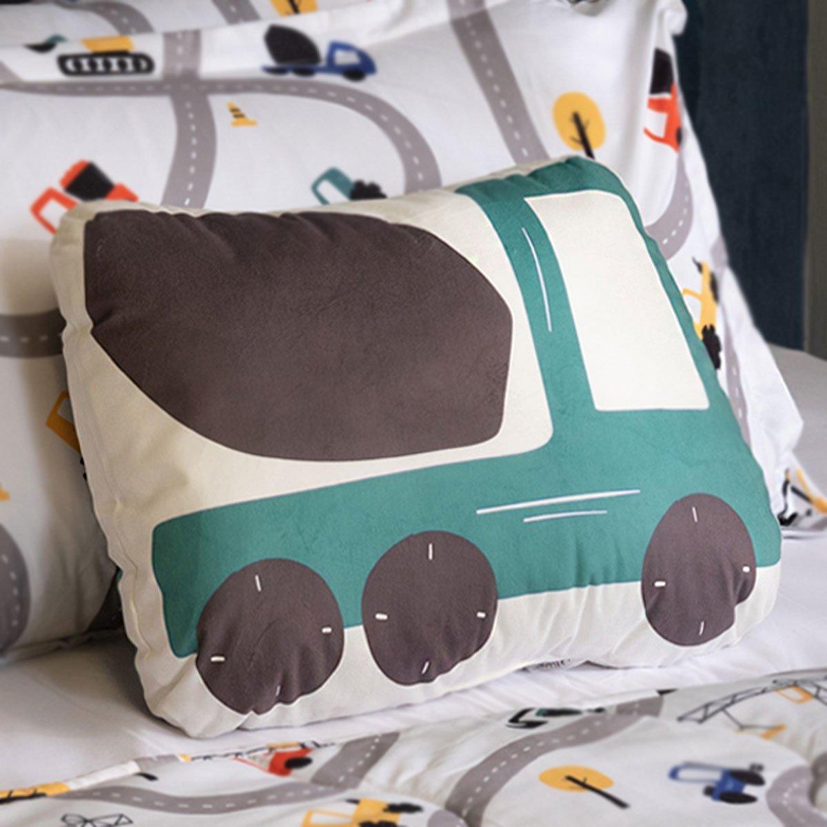 

Construction mixer kids cushion green 32x45 cm