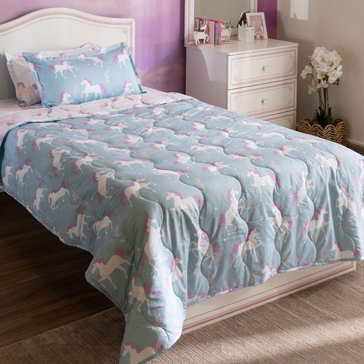 

Unicorn kids comforter set blue 180x220 cm