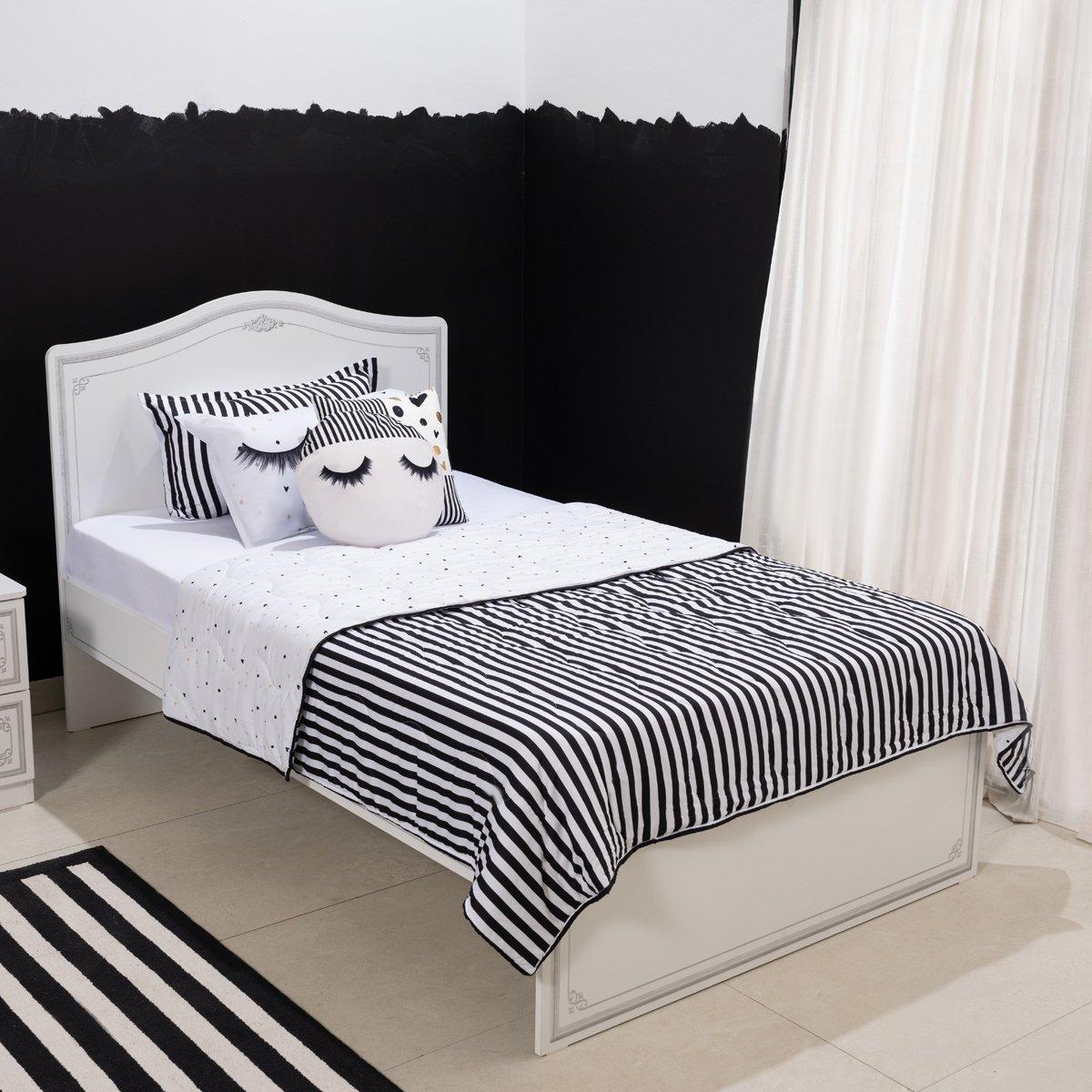

Beauty sleep kids comforter set black & white 180x220 cm
