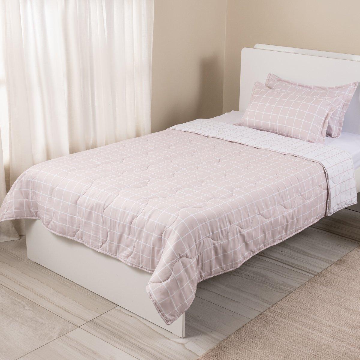 

Grid kids comforter set beige 180x220 cm