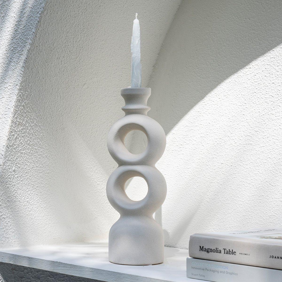 

Ring candle holder white 10. 7x9. 5x30. 5 cm