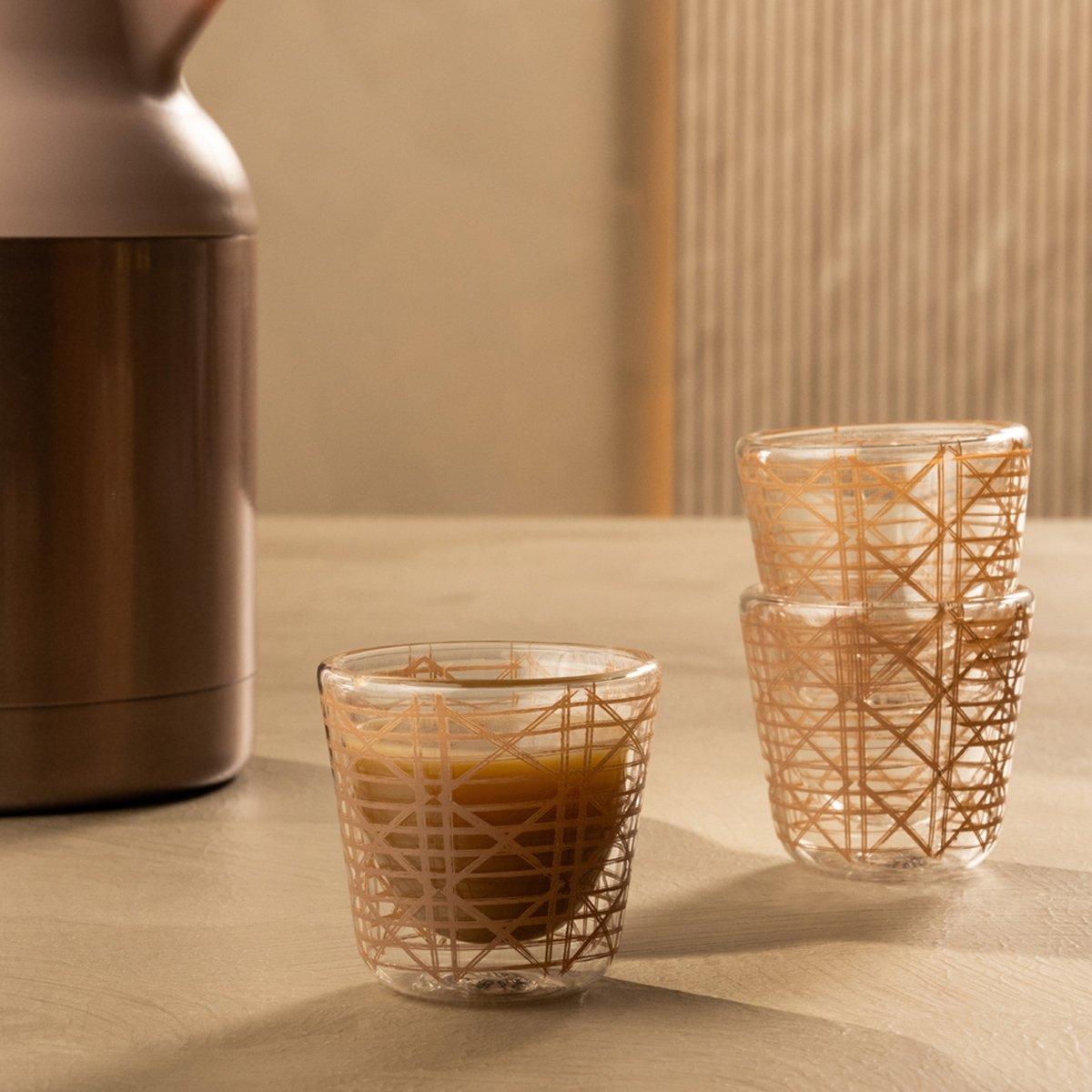 

Cane double wall gahwa cup set of 6pcs taupe