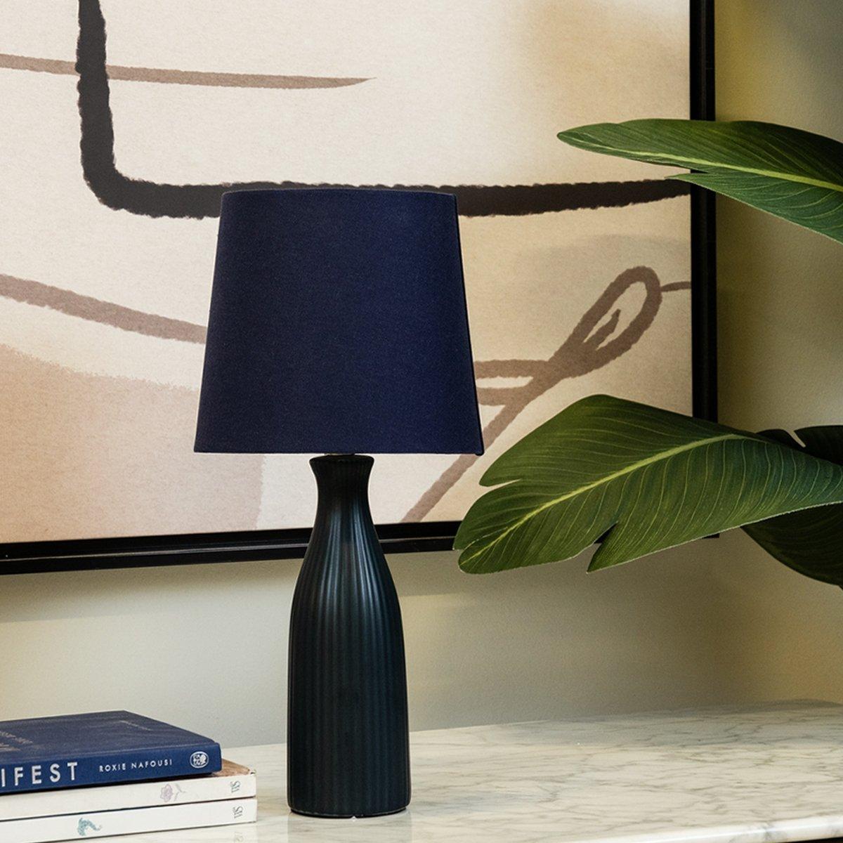 

Ribbed table lamp blue 36x18 cm