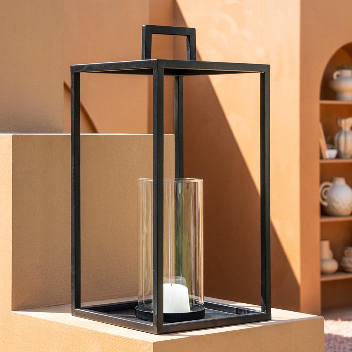 

Cube lantern decor black 25. 5x25. 5x53 cm