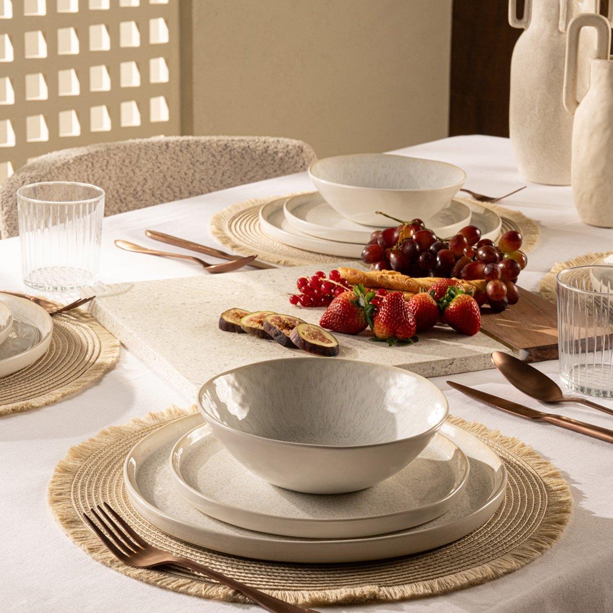 

Glaze stoneware dinner set 18pcs white