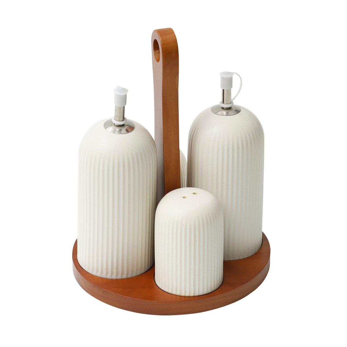 

Ribbed porcelain seasoning set 5pcs white