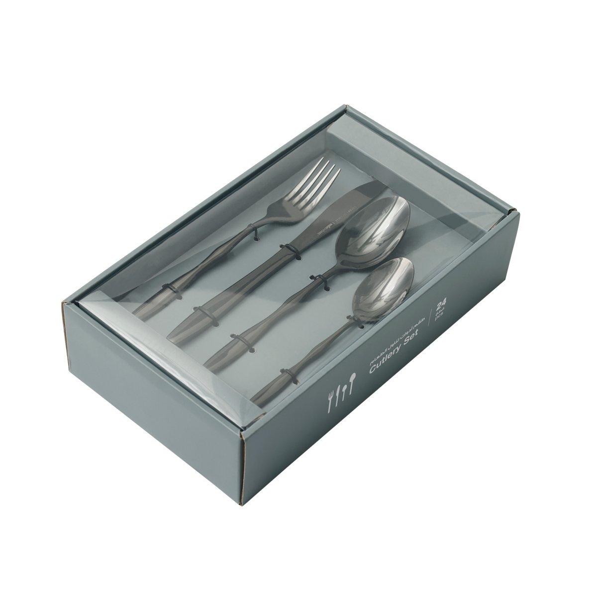 

Ripple stainless steel cutlery set 24pcs black