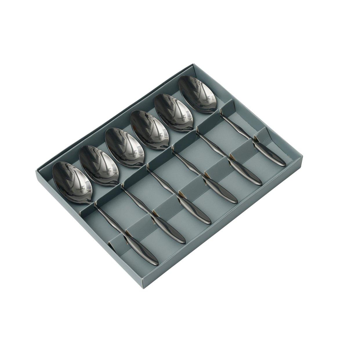 

Ripple stainless steel dessert spoon set 6pcs black