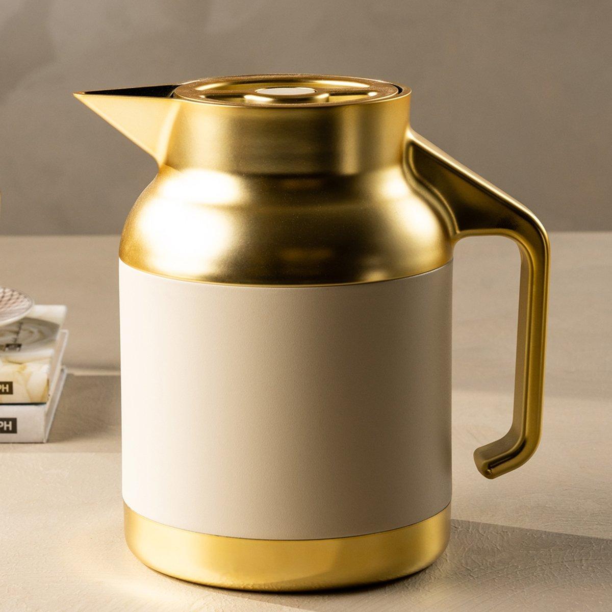 

Nova tea server stainless steel d/w gold & white 1. 5 ltr