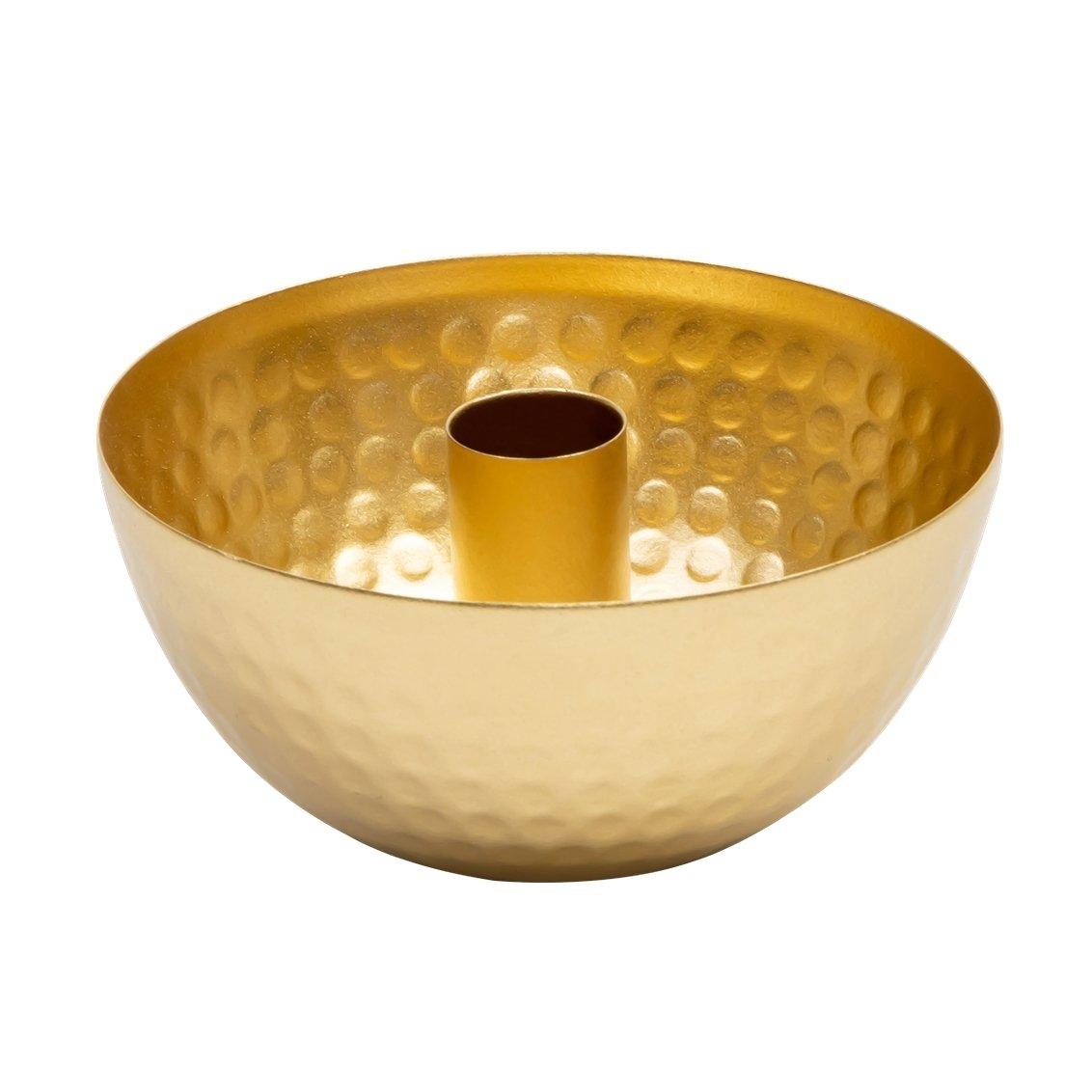 

Hammered candle holder gold 11x11x5 cm