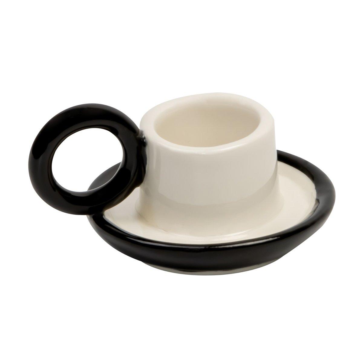 

Opaque candle holder black & white 7x6x3 cm