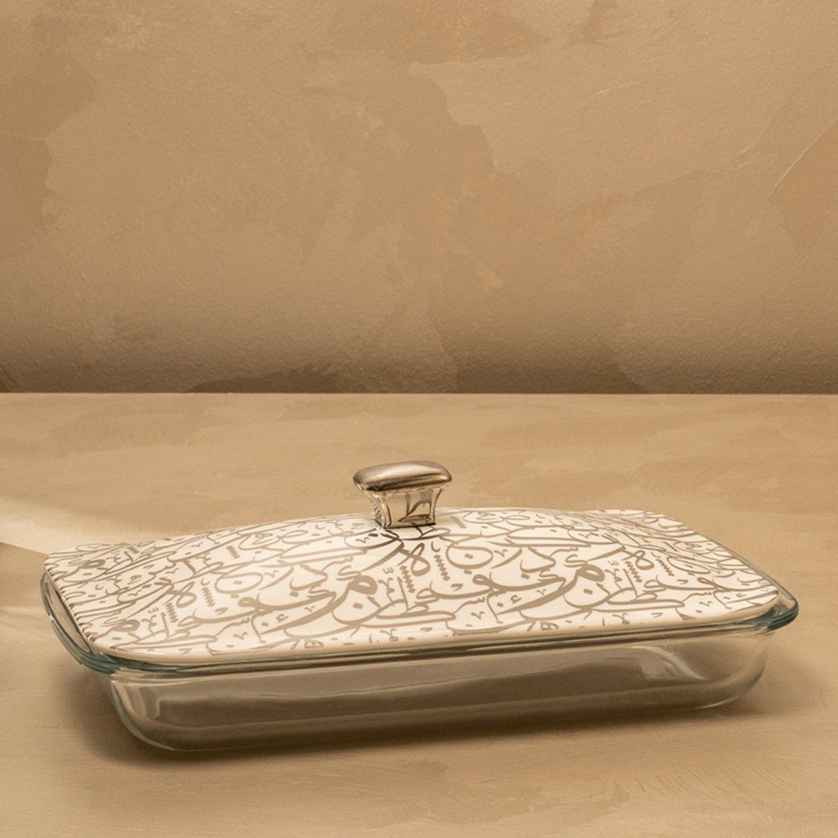 

Script glass buffet dish silver 39x23. 5x12 cm
