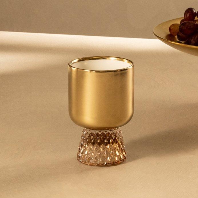 

Diamond cone candle holder gold 8. 5x8. 5x13. 1 cm