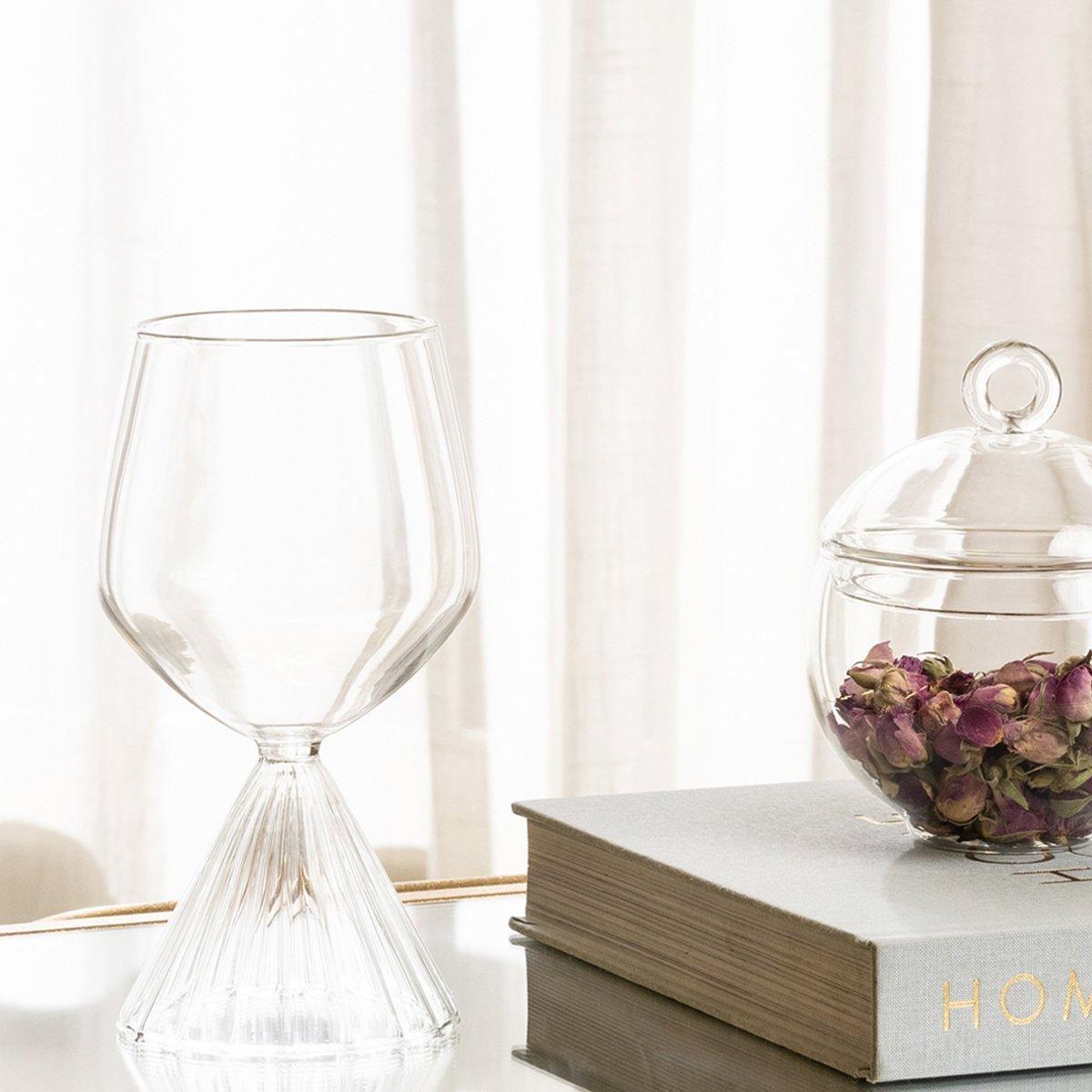 

Ribbed glass goblet clear 9. 5x9. 5x16. 5 cm