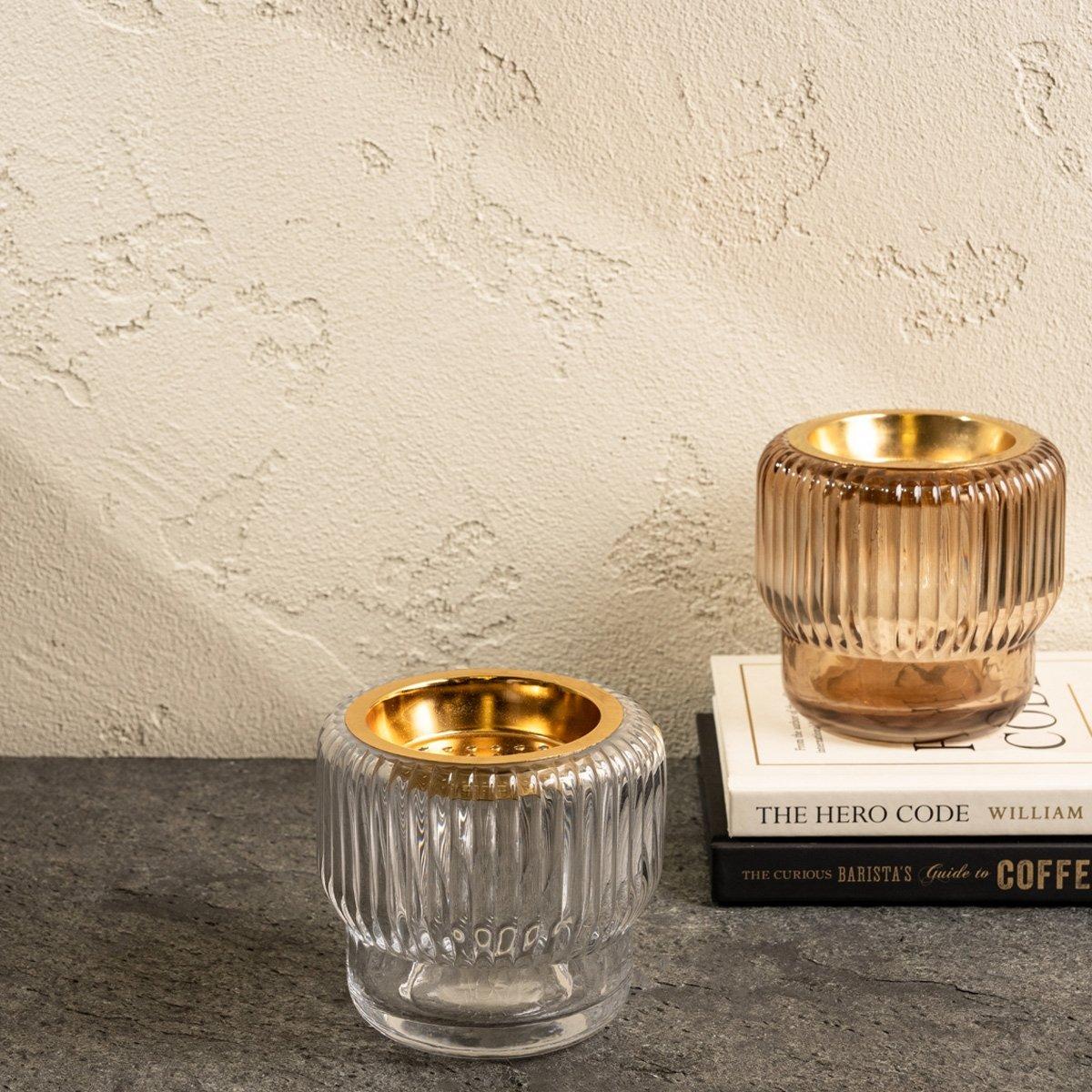 

Ribbed incense burner clear 10x10x9. 5 cm