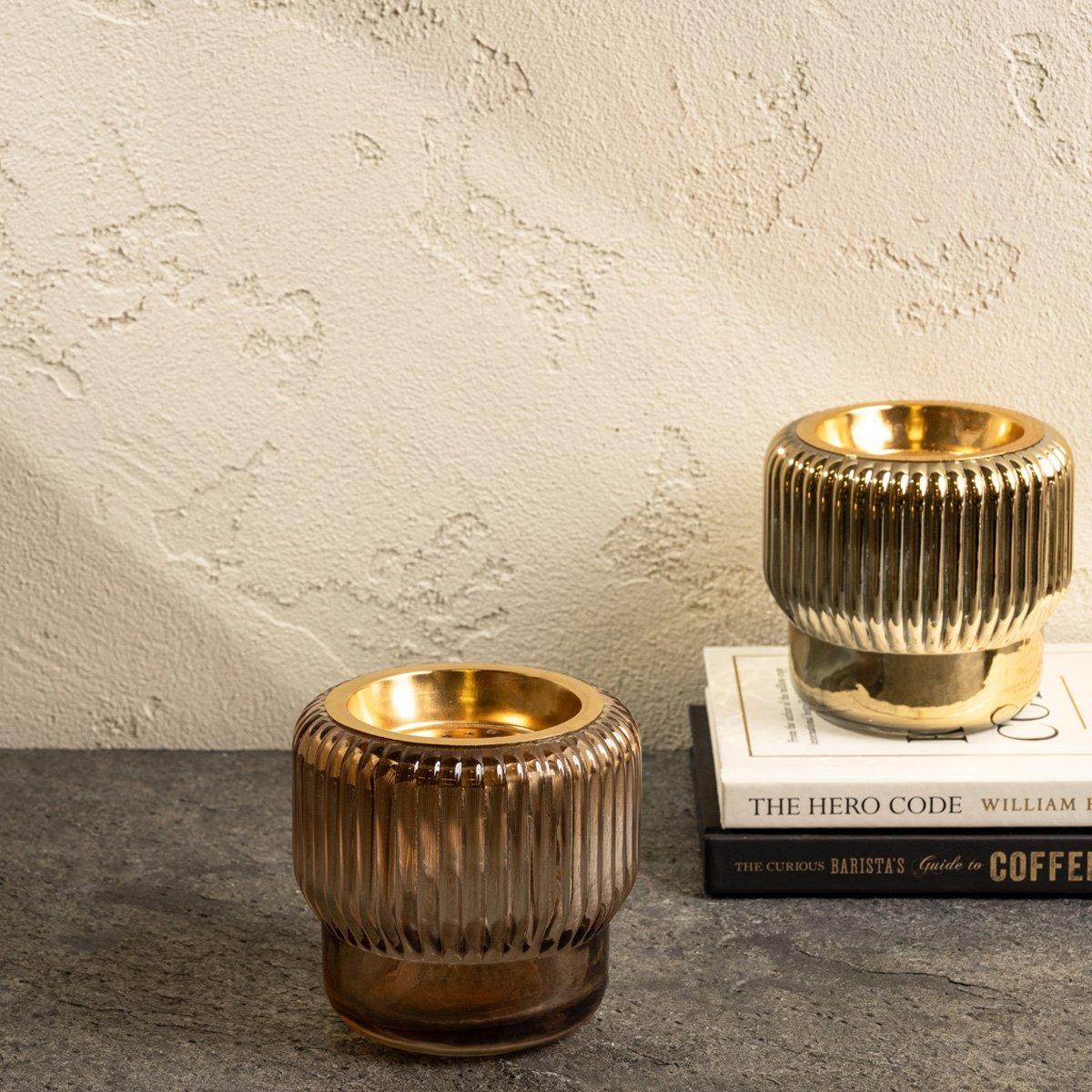 

Ribbed incense burner beige 10x10x9. 5 cm