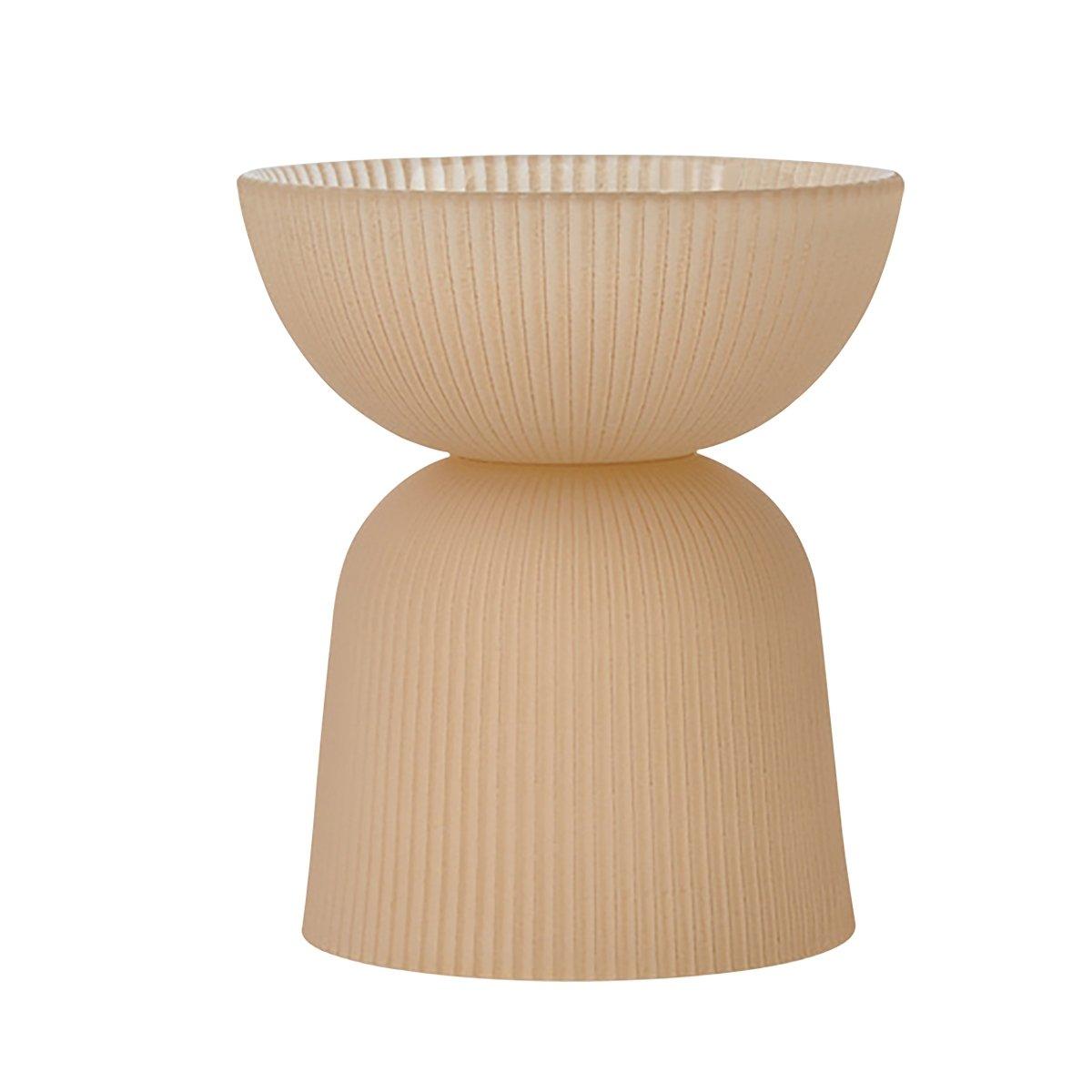 

Cone ribbed candle holder beige 8. 5x8. 5x13. 1 cm
